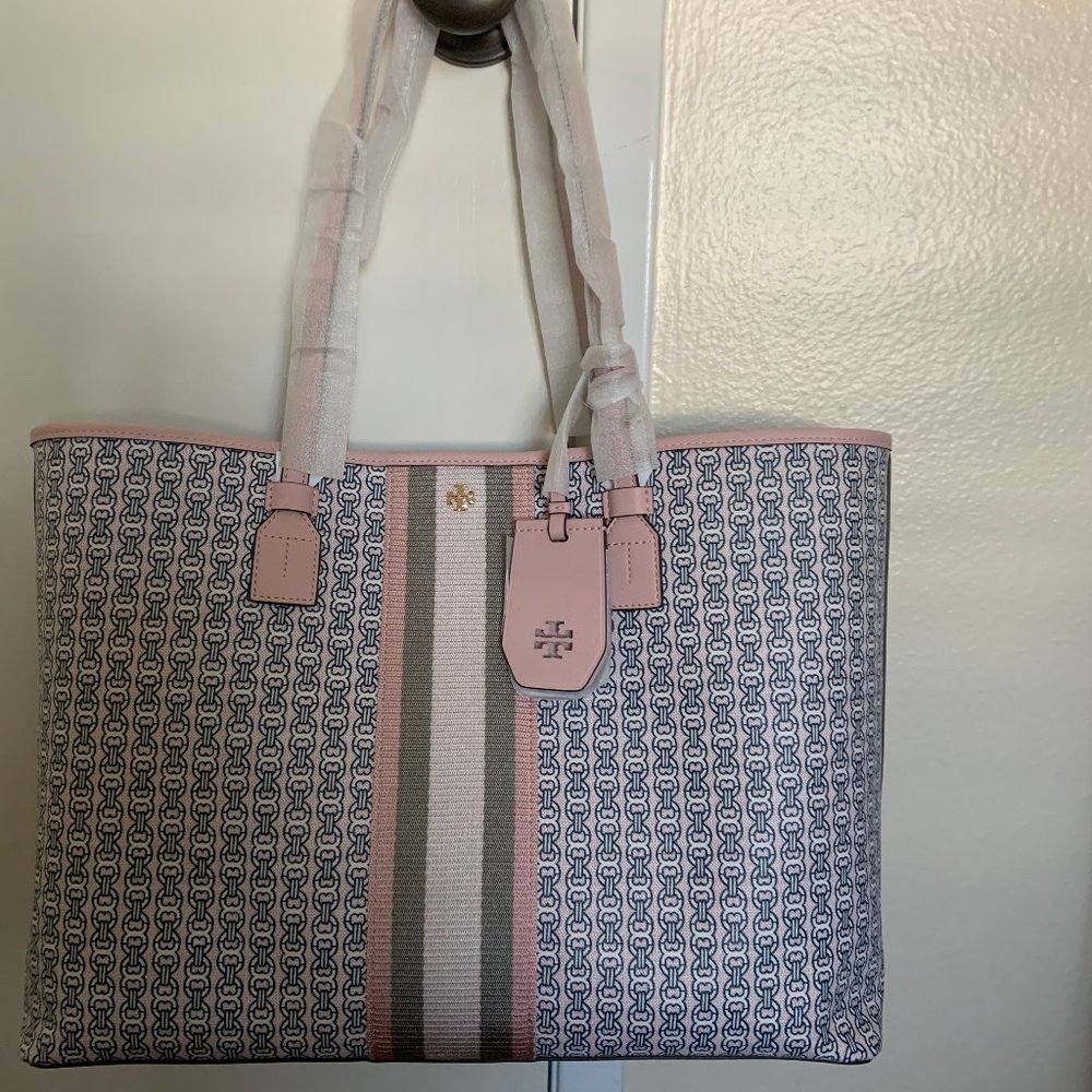 tory burch geminin link canvas tote